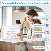 Calendrier numérique intelligent WiFi 15,6 pouces, écran tactile Full HD, tableau des tâches, montage mural, horaires familiaux, bureau/plateau