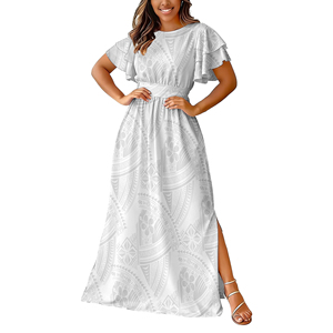 <span class=keywords><strong>Abito</strong></span> <span class=keywords><strong>Lungo</strong></span> da Donna con Spacco e Maniche Corte, Design White Sunday 2026, Alta Qualità Polinesiana, Vita Alta e Allacciatura, Ideale per Dropshipping - Product Image 3