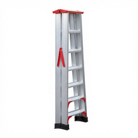 Échelle pliante en aluminium à profil A, 2x7 marches, moderne, de qualité résidentielle, large, rivetée, antidérapante, antirouille, conforme EN131, capacité 150 kg, sécurisée