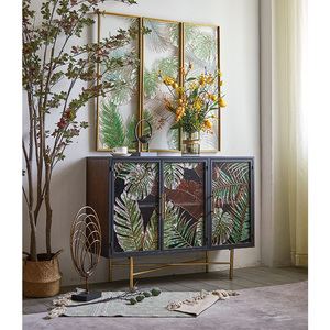 Mobili per soggiorno <span class=keywords><strong>con</strong></span> 3 porte in vetro console da buffet moderna credenza retrò per casa villa sala da pranzo armadietto - Product Image 4
