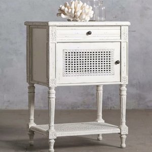 French Bedroom Fashion High-end Wood <strong>Antique</strong> Do Old Solid Wood Rattan <strong>Bedside</strong> <strong>Table</strong> Custom Furniture - Product Image 2
