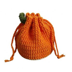 Bolso de mano de ganchillo hecho a mano con cordón naranja, estilo sencillo, para niñas, Navidad, negocios, bolso de cordón naranja feo, en stock - Product Image 5