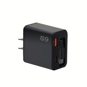 UK/US/EU <b>Plug</b> 65W PD GaN QC3.0 Fast Charger With Retractable USB <b>C</b> Charging Cable 65W <b>Type</b> <b>C</b> Wall <b>Adapter</b> - Product Image 1