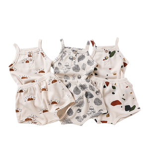 <span class=keywords><strong>Pijama</strong></span> de bebé de verano de estilo danés estampado nórdico Waffle Jersey tela transpirable Correa <span class=keywords><strong>pijama</strong></span> conjunto para niños - Product Image 6