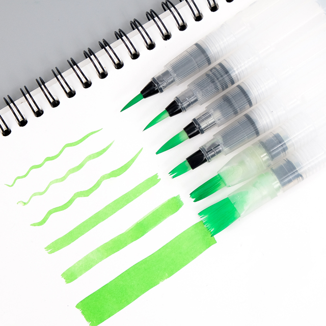 6pcs/set Refillable Paint Brush Water Color Brush Soft Watercolor Brush Ink Pen for Painting Calligraphy Drawing Art Supplies