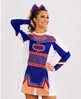 Robe T-shirt de cheerleading personnalisée pour femme, coupe oversize, manches courtes, uniforme d'entraînement d'équipe, couvre-tenue