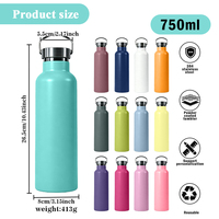 Bouteille isotherme sous vide non toxique de 750 ml avec logo personnalisé pour l'eau bouillante, idéale pour la salle de sport, les voyages et les activités de plein air