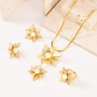 Bijoux pour femmes de luxe vintage, imitation perle géométrique, plaqué or 18 carats, acier inoxydable de haute qualité, classique, tendance, fiançailles