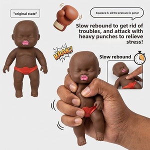 Muñeco Blandito Antiestrés para Bebés, Venta al por Mayor, Muñeco Fidget de Goma Negra para Adultos, de Tamaño Pequeño, Aprietable, de Rebote Lento, para Aliviar el Estrés - Product Image 3