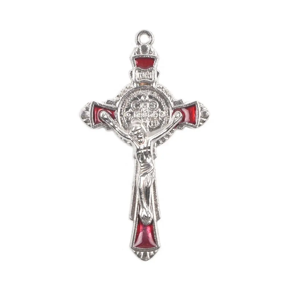 Katholieke 51X29 Mm Legering Metalen Benedictus Jesus Cross Prachtige Religieuze Hanger Kruisbeeld