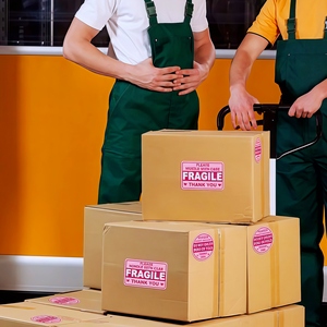 Наклейка Anlucci розовая водонепроницаемая, хрупкая, самоклеящаяся, 2''*3'', из мелованной бумаги, настраиваемая, для доставки, не наступать на нее, складная этикетка для почтовых отправлений - Product Image 5