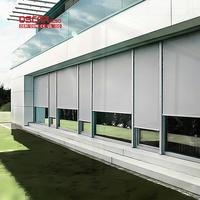 Persianas Enrollables Motorizadas Inteligentes Impermeables y Resistentes al Viento de 10' x 8' en Gris para Exteriores, Patio, Balcón