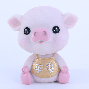 Cute Cartoon Pig Figurine Resin <b>Car</b> Dashboard Decorative <b>Ornament</b> Animal Shape Interior Accessory - Product Image 2