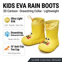Bottes de pluie pour enfants en EVA avec imprimé de dessins animés personnalisés, motif animal, réfléchissantes, antidérapantes, avec manchette et cordon de serrage réglable