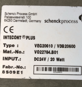 Schenck Process Veg 20610 / Vdb 20600 Intecont Plus V022784.b01 Veg20610vdb20600 ความแม่นยำสูง รับประกัน 1 ปี - Product Image 2
