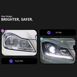 Ensemble de phares LED AURON pour Mercedes-Benz Classe C W204 (modèles 2011-2014) |   Feux de jour (DRL) style OE, nouvelle version 12V, 6000K, 36W, 6000 lm, D2H - Product Image 2