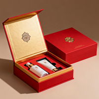 Boîte magnétique personnalisée et boîte cadeau rouge pour ensemble de soins de la peau et emballage de luxe, papier résistant aux rayures
