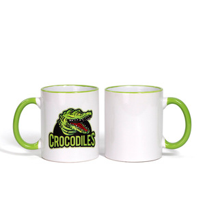 Tasse à café en céramique avec logo imprimé, couleur personnalisée, bord doré, 11oz, vierge, sublimation, avec poignée colorée - Product Image 3