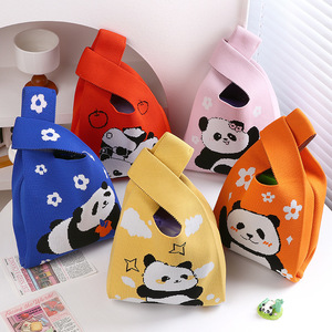 Casual Open-Closure Tote <strong>Bag</strong> with Cute Chengdu <strong>Panda</strong> Grandpa Design Versatile Polyester Knitted Handbag for Lady Daily Use Gift - Product Image 3
