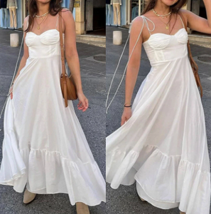 Robe longue <span class=keywords><strong>grande</strong></span> <span class=keywords><strong>taille</strong></span> à licou sans manches avec laçage, élégante robe de soirée d'été pour femme - Product Image 6