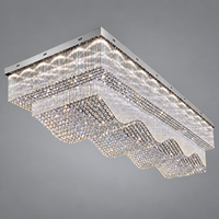 Plafonnier rectangulaire moderne en cristal avec indice de protection IP65 et base métallique, personnalisé pour hall d'hôtel, salle de banquet, salle de conférence