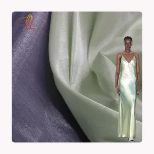 Shiny silk satin fabric with shiny metal to brighten skin tone 60GSM polyester dress fabric