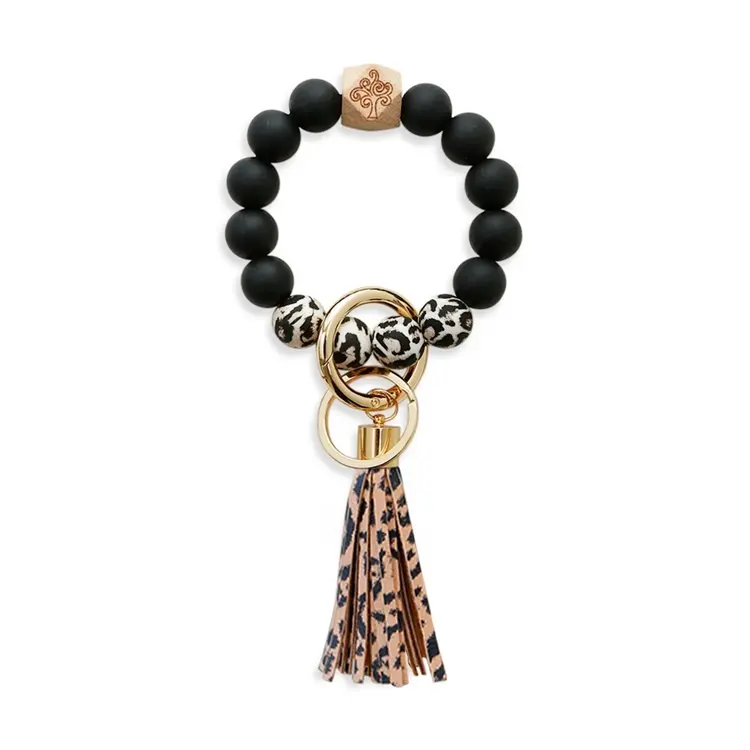 Leopard Da Tua Keychain thực phẩm Grade Silicone hạt charm đồ trang sức thời trang vòng đeo tay