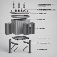 Fabricant de transformateurs triphasés immergés dans l'huile S20, transformateurs MV et HV de 630 kVA, transformateurs MV et HV sur mesure