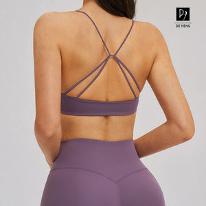 Soutien-gorge de sport à col en V et <span class=keywords><strong>dos</strong></span> croisé, à fines bretelles, idéal pour le yoga, les exercices sportifs et le fitness - Product Image 5