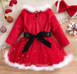 Robe de Noël de luxe pour bébé fille, nouvelle collection, en stock, rouge, pour nouveau-né et jeunes enfants, modèle KGCD-012, très populaire - Product Image 2