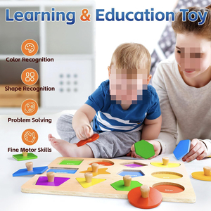 Puzzle a forma di piolo in legno per bambini <span class=keywords><strong>1</strong></span> 2 bambini di 3 anni <span class=keywords><strong>regali</strong></span> per bambine - Product Image 4