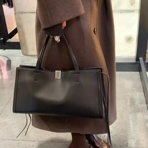 Tas Tote Persegi Panjang Kulit Asli Minimalis Wanita Tali Selempang Dapat Dilepas Tas Tangan Komuter Kantor Bisnis Kapasitas Besar - Product Image 6