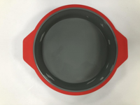 Grand moule à gâteau rond en silicone avec cadre métallique renforcé, plateau de cuisson antiadhésif bicolore 34*29.5*6cm