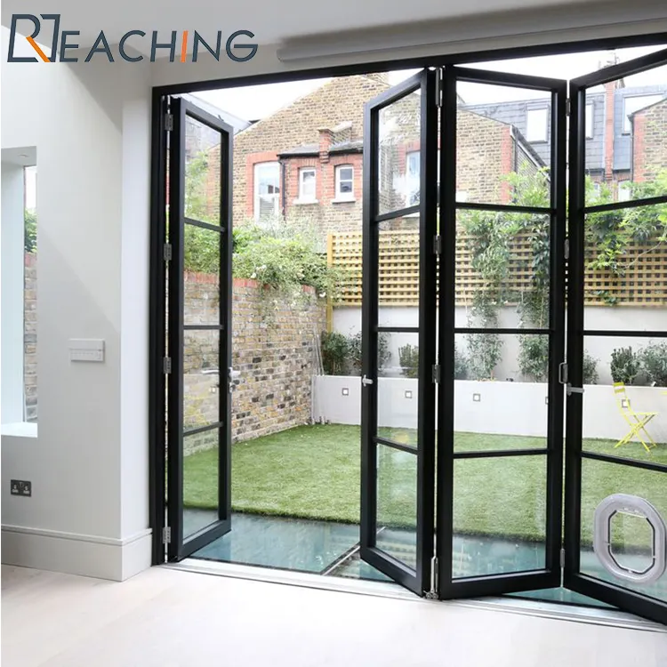 AS2047 Narrow Frame Thermal Break Exterior Aluminum Double Glazed Bifold 3 4 Bi Folding Sliding Glass Accordion Door