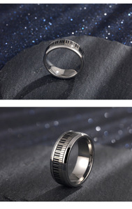 Anillo de Acero Inoxidable, Anillo Giratorio Personalizado con Tecla de Piano Plateada, Anillo de Pareja Estilo Ins, Anillo de Acero de Titanio Estilo Europeo y Americano - Product Image 4