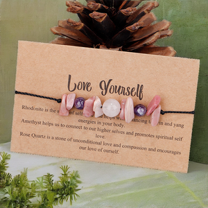 Bracelets Nuorui en pierres naturelles concassées, perles de cristal, courage, aime-<span class=keywords><strong>toi</strong></span>, inspirant, yoga, anti-anxiété, cadeau pour filles - Product Image 2