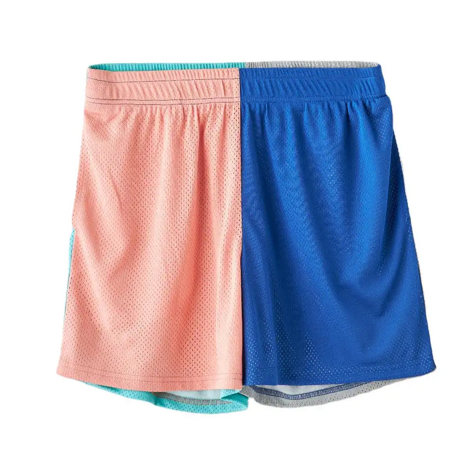 Bloco de cor personalizado Mesh Basketball Shorts Alta qualidade Contraste Color Block Costura Mesh Shorts Calças Homens