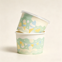 Gobelets à crème glacée jetables à paroi simple en papier enduit de qualité alimentaire, avec logo imprimé personnalisé, couvercles assortis, couleur personnalisée pour
