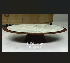 Factory Direct Sell Brown Wooden Frame Coffee <b>Table</b> Modern Living Room Oval Decoration <b>Marble</b> <b>Top</b> <b>Table</b> Coffee <b>Table</b> Oval - Product Image 5