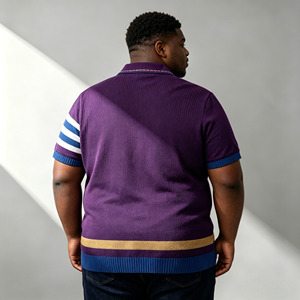 Suéter KTY Jacquard Grueso y Cálido, <span class=keywords><strong>Cuello</strong></span> <span class=keywords><strong>Alto</strong></span> Vintage, Estilo Polo con Parche en el Pecho, Color <span class=keywords><strong>Morado</strong></span>, Tejido de Punto para <span class=keywords><strong>Hombre</strong></span> - Product Image 2