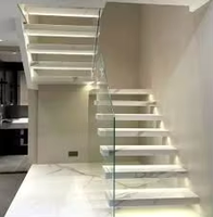 Escalier flottant en marbre de luxe CBMmart, escalier en cantilever avec garde-corps en verre conforme aux normes SGCC/AS NZS2208 pour villa