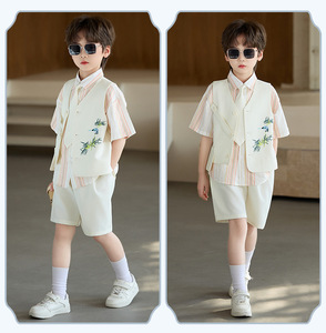 Ensemble de vêtements pour garçons tout-petits de qualité supérieure, trois pièces, gilet de fête formel tendance, vente chaude en Europe - Product Image 3