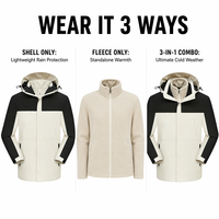 Veste d'hiver unisexe à capuche 3 en 1, imperméable, coupe-vent, pour la pêche, la chasse, le kayak, la navigation de plaisance, la randonnée en lac, par temps froid