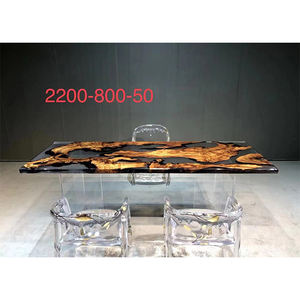 Ahşap döşeme tablosu ile epoksi reçine üst yemek odası mobilyası lüks modern reçine masa - Product Image 4