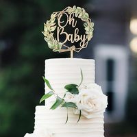 Hölzerne 'Oh Baby' Babyparty-Kuchendekoration Geburtstags-Party-Set Dessert-Tisch-Dekoration Individueller Kuchenaufsatz