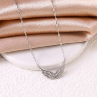 Collier pendentif ailes d'ange en acier inoxydable plaqué or véritable 18 carats pour femme, personnalisé, double trou, ailes 3D, chaîne anti-ternissement
