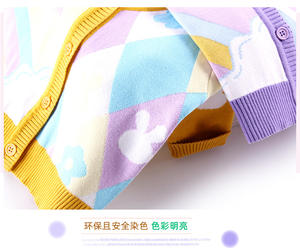 100% algodón púrpura amarillo moda niños niñas tejido suéter abrigo ropa cárdigan en stock - Product Image 5