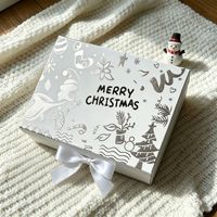 Caja de Regalo Navideña con Estampado Holográfico, Caja de Regalo Plegable Iridiscente con Cinta para Festividades