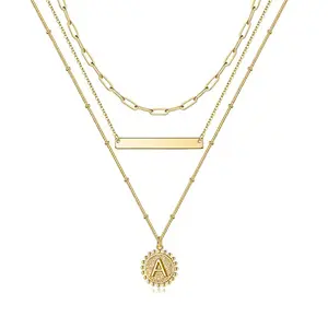 Индивидуальное ожерелье с круглыми буквами, женское ожерелье с именем на заказ, вертикальные мини-ожерелья с буквами на заказ