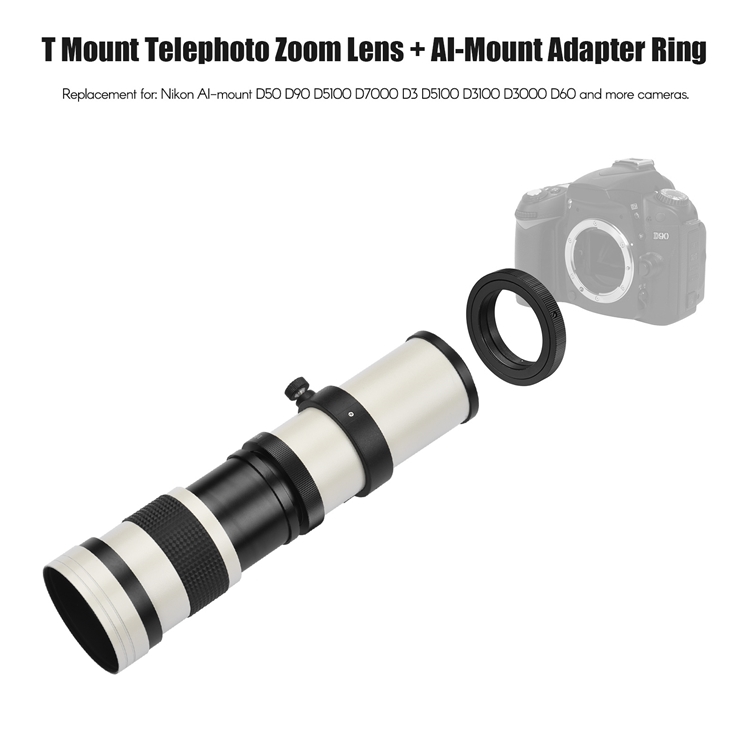 White MF Super Telephoto Zoom Lens F/8.3-16 420-800mm T2 Mount for